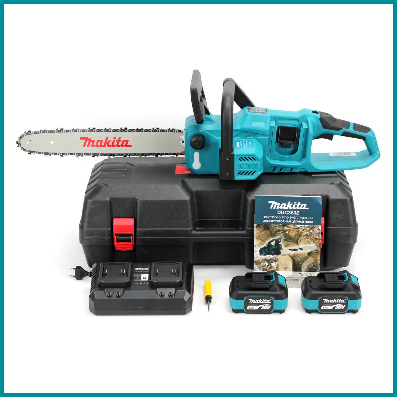 Акумуляторна ланцюгова пила Makita DUC353Z (36V, 6Ah, шина 40см). АКБ пила Макіта bs
