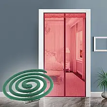 Антимоскітний набір, сітка для дверей червона - 1 шт та спіраль - 10 шт.