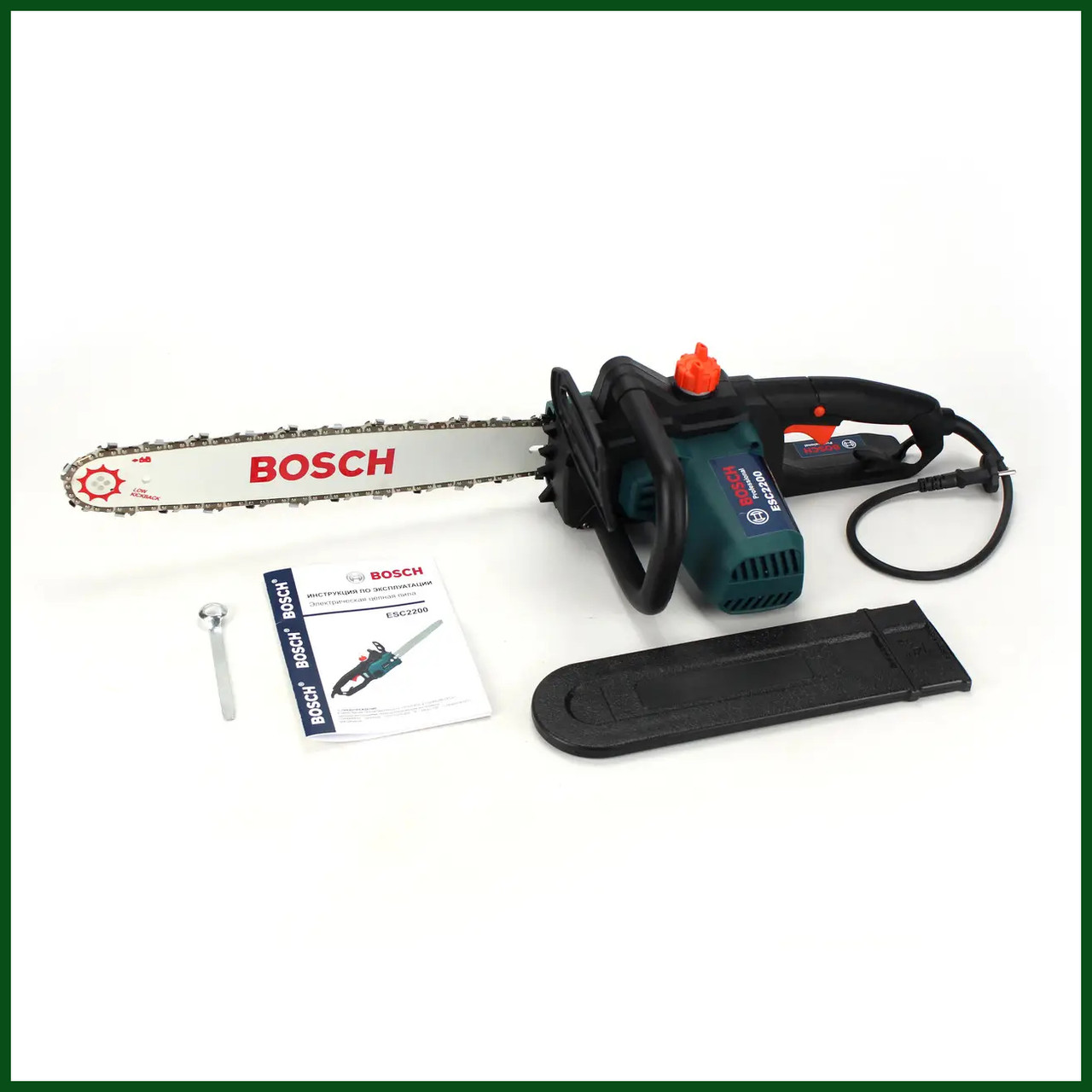 Електрична ланцюгова пила Bosch ESC2200 (2.2 кВт, шина 35 см) з безключовий натягуванням ланцюга Електропила бош bs