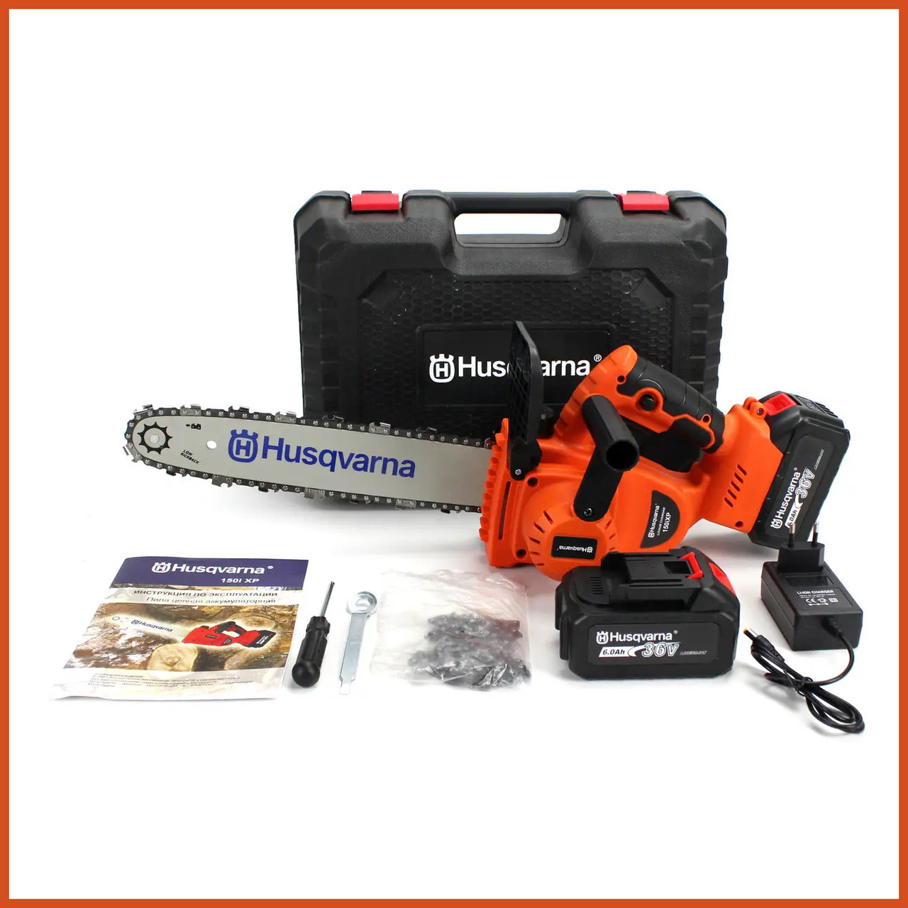Акумуляторна ланцюгова пила Husqvarna 150iXP KIT (36V, 6 Ah). АКБ пила з безключовим натягуванням ланцюга bs