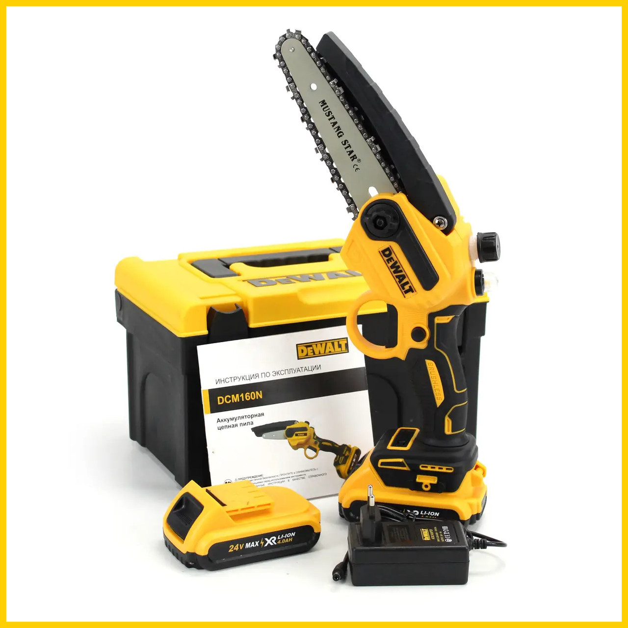 Акумуляторна міні пила DeWalt DCM160N (24V, 4AH, шина 15 см) з автоматичним змащенням ланцюга bs