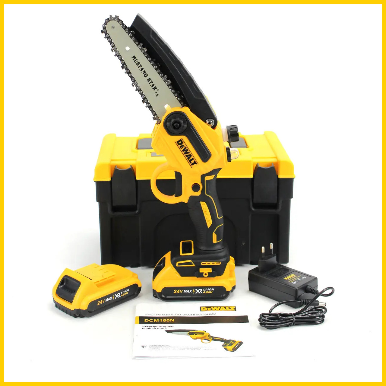 Акумуляторна міні пила DeWalt DCM160N (24V, 4AH, шина 20 см) з автоматичним змащенням ланцюга bs