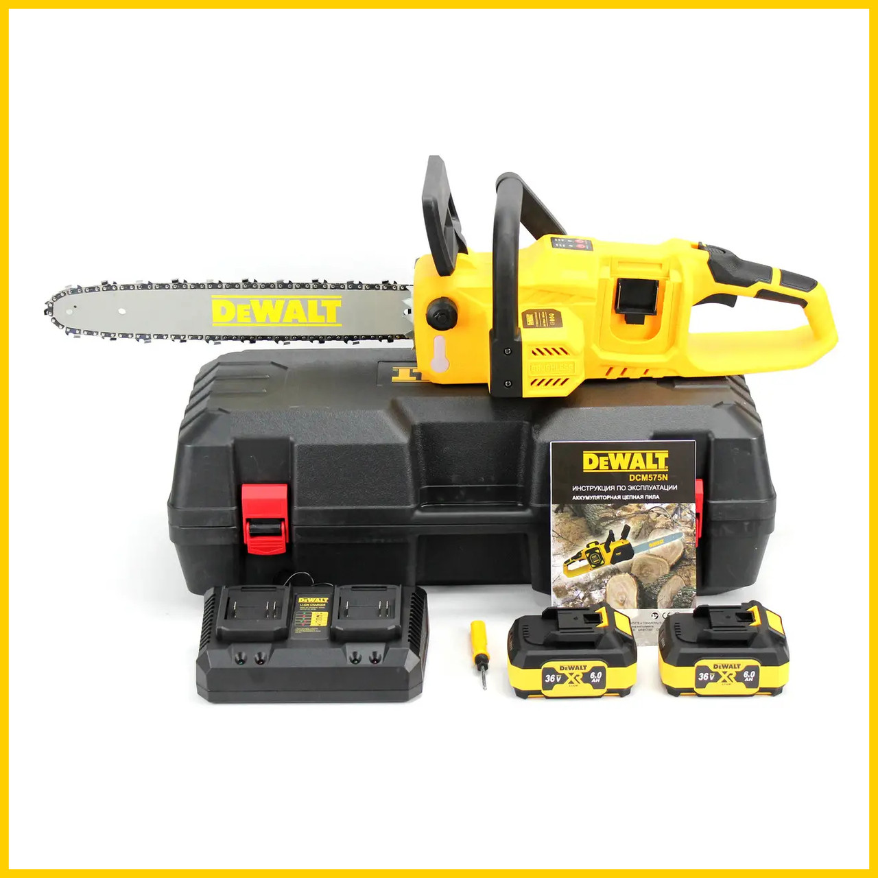 Акумуляторна ланцюгова пила DeWalt DCM575N (36V, 6Ah, шина 40см). АКБ пила Деволт bs