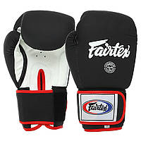 Перчатки для бокса кожаные матовые на липучке Fairtex Matt 8577 12 унций Black-White