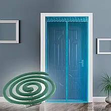 Антимоскітний набір, сітка для дверей синя - 1 шт та спіраль - 10 шт.