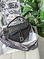 Жіноча сумка С.Dior (Крістіан Діор) сідло чорний+срібло Є