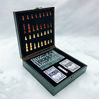 Набор настольных игр 4 в 1 шахматы покер кости и домино 240х240х70 мм