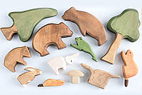 Набір дитячий ігровий Did Opanas Лісові історії колекційіні дерев яні тварини 12 шт монтесорі вальдорфські іграшки