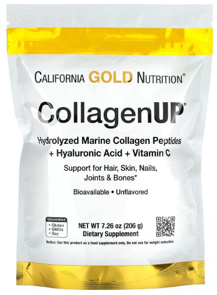Морський колаген California Gold Nutrition, гіалуронова кислота і вітамін C 206 г