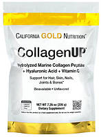 Морской коллаген California Gold Nutrition, гиалуроновая кислота и витамин C 206 г