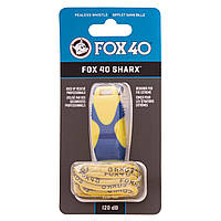 Свисток судейский пластиковый Zelart Fox40 Sharx Safety на шнуре Yellow-Blue
