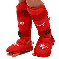 Захист для ніг захист гомілки та стопи для карате Zelart Fight Gear 7249 розмір M Red