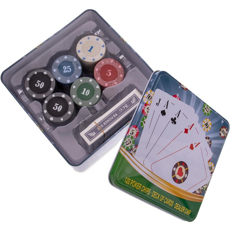 Набор для покера в металлической коробке 120 фишек SP-Sport Poker Club 6893 - фото 4 - id-p2184427683