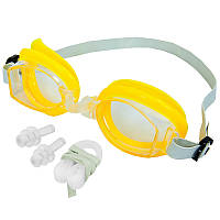 Очки для плавания детские с берушами и зажимом для носа SP-Sport Swim 7315 Yellow-White