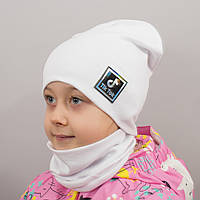 Детская шапка с хомутом КАНТА "TikTok" размер 48-52 белый (OC-983) sh