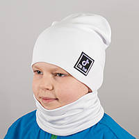 Детская шапка с хомутом КАНТА "TikTok" размер 48-52 белый (OC-985) sh