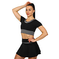 Комплект спортивный женский (юбка-шорты и топ) SP-Sport Fit MD035 размер XL (48-50) Black-Grey