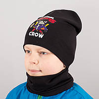 Детская шапка с хомутом КАНТА "Brawl Crow" размер 52-56 черный (OC-530) sh