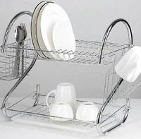 Сушилка для посуды настольная 2 яруса с поддоном Металлическая сушилка для посуды A-PLUS