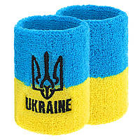 Напульсники спортивные махровые Україна для тренировок баскетбола SP-Sport 9282 2шт Yellow-Blue