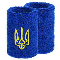 Напульсники спортивные махровые герб України для тренировок баскетбола SP-Sport 9280 2шт Blue