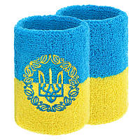 Напульсники спортивные махровые герб України для тренировок баскетбола SP-Sport 4061 2шт Blue-Yellow