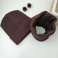 Комплект шапка с хомутом КАНТА унисекс размер подростковый коричневый (OL-006) sh