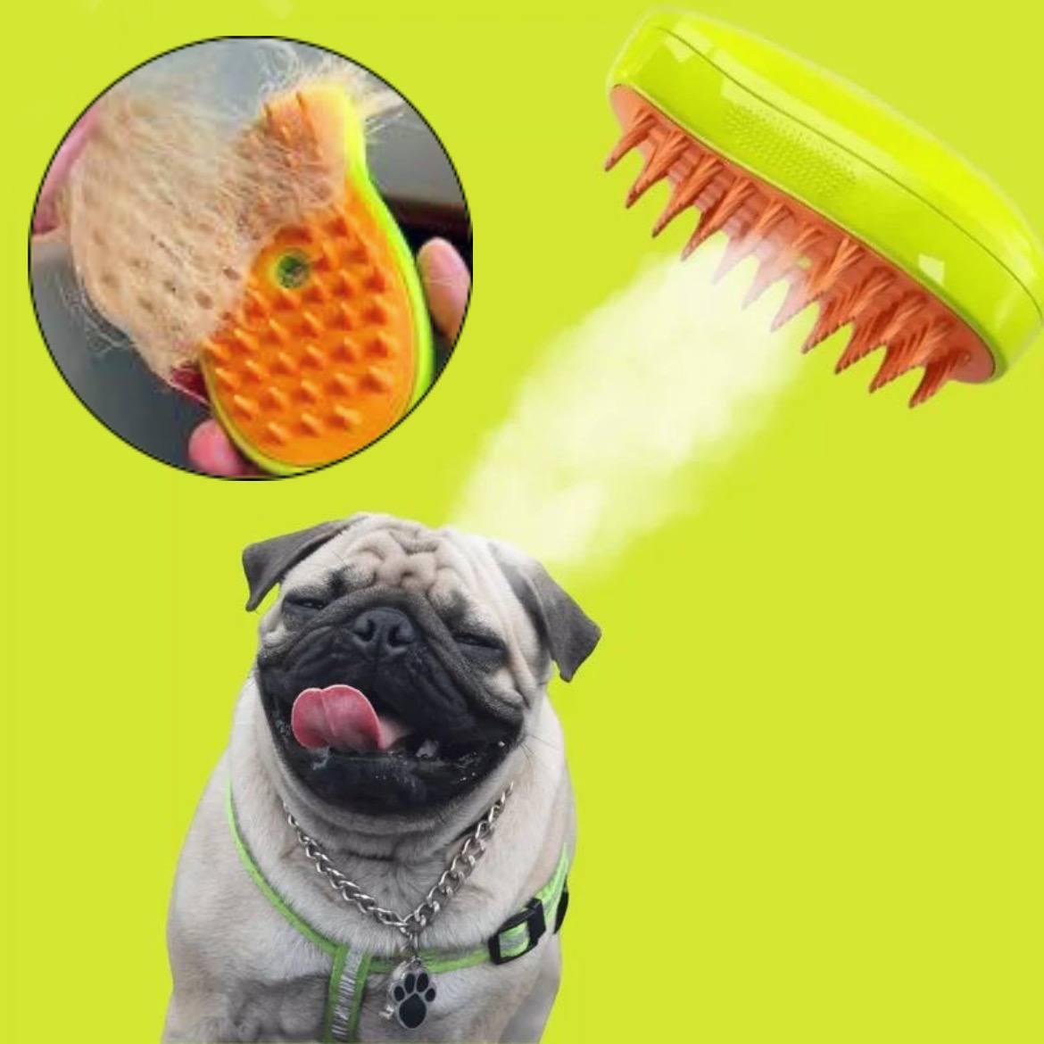 Парова щітка масажер спрей 3в1 PET SPRAY MASSAGE BRUSH для вичісування собак і кішок із паровим розпилювачем