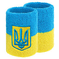 Напульсники спортивные махровые Україна для тренировок баскетбола SP-Sport 4063 2шт Yellow-Blue