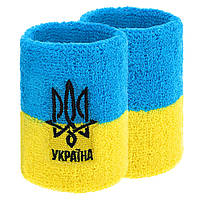 Напульсники спортивные махровые Україна для тренировок баскетбола SP-Sport 9273 2шт Yellow-Blue