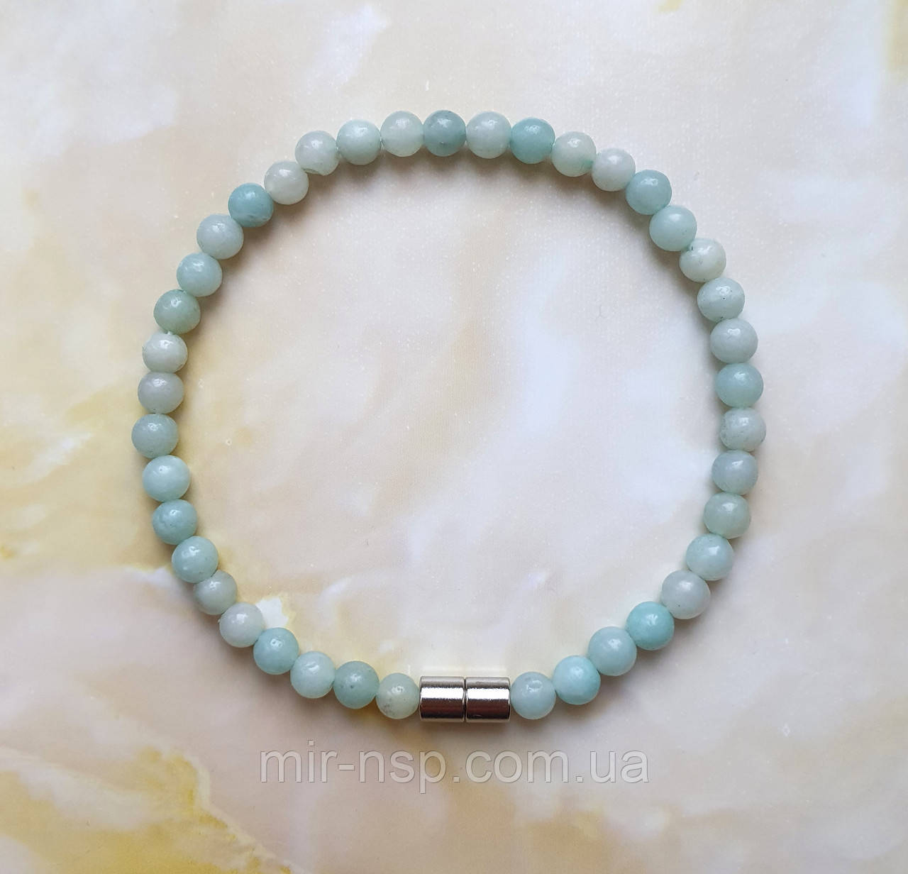 Браслет 100% натуральний амазоніт 4 мм розмір 19, фото 1