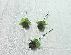 Декоративна Ожина чорна, в присыпке, на дроті, 1,3 см