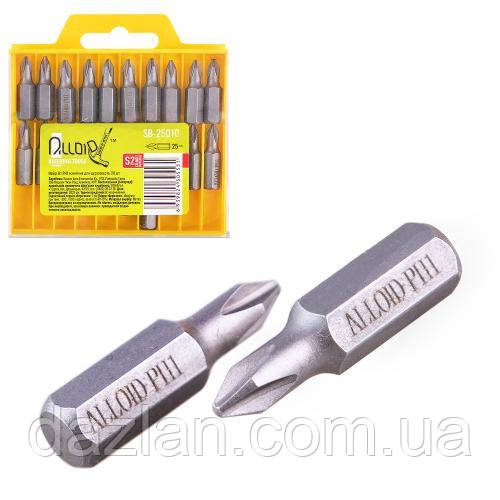 Alloid. Набір біт магнітних для шурупокрута PH1 25 мм, S2 (20 шт.) (SB-25010)