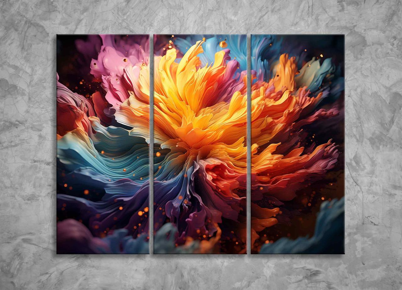 Картина Барвиста Абстракція Яскравий Декор на Стіну з Абстракцією Вибух Акварельних Фарб Мазки VE