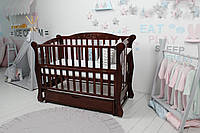 Кровать детская Baby Comfort ЛД10 орех с ящиком и резьбой sh