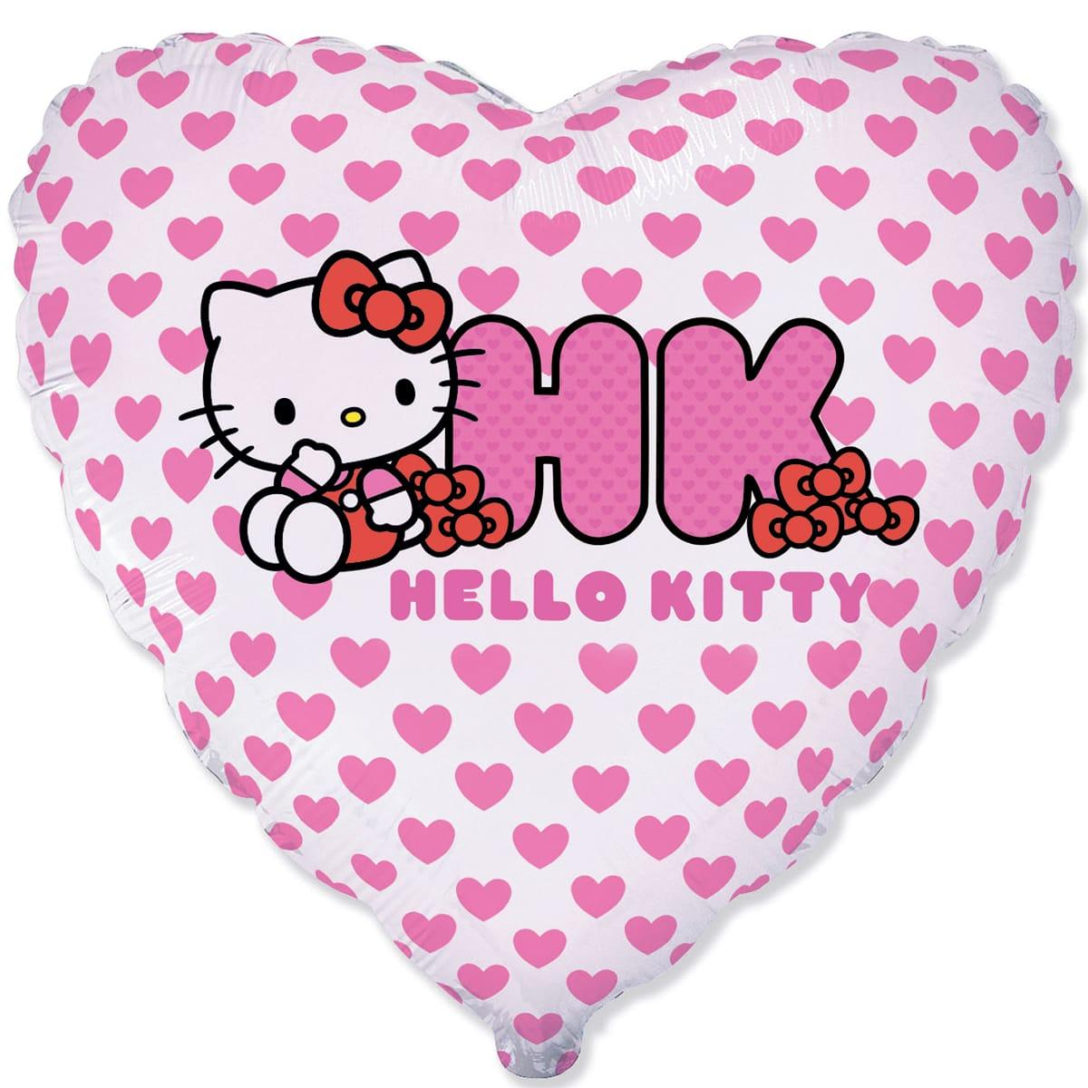 Flexmetal  18"  Кошеня Кітті з серцями Hello Kitty  Куля повітряна фольгована