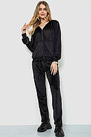 Спорт костюм женский велюровый, цвет черный, размер XL, 244R9110