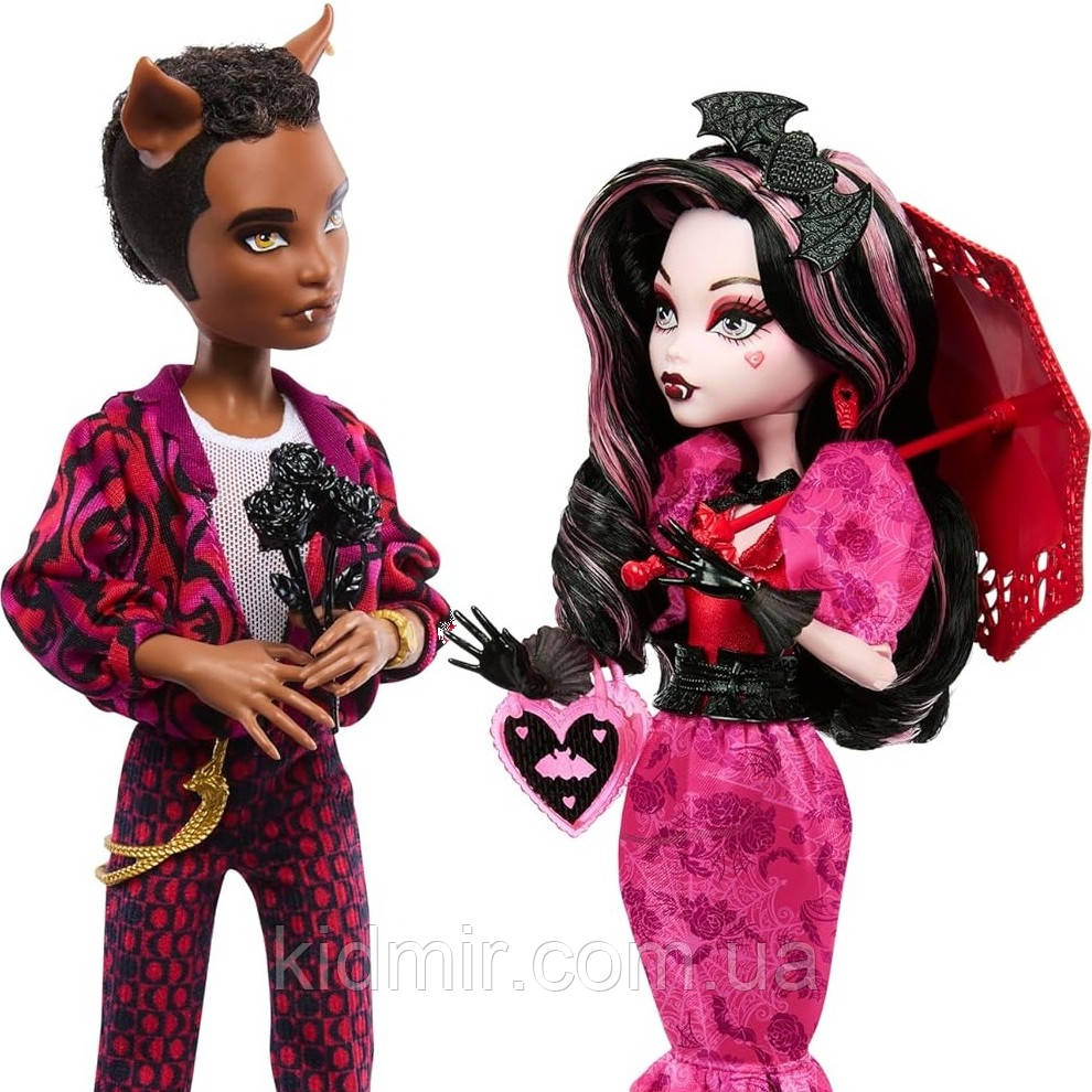 Монстер Хай Дракулаура і Клод Вулф Набір ляльок Monster High Draculaura and Clawd Howliday Love HRP83, фото 1