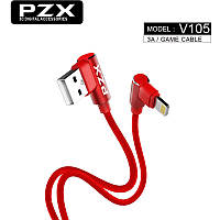 Кабель PZX V-105, Quick Charge3.0 Iphone7/8/X Cable, 3.0A, Red, длина 1м, угловой, BOX(15685#)