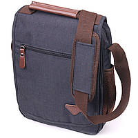 Вертикальная мужская сумка через плечо текстильная 21261 Vintage Черная sh