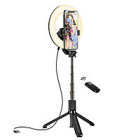 Кільцева лампа на штативі HOCO LV03 Plus Showfull fill light live broadcast holder Black hmt