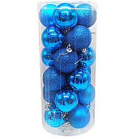 Набір ялинкових іграшок "Кулі" 6279-1, 24 шт (Блакитний) sh