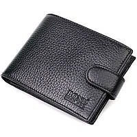 Компактний і водночас місткий гаманець для чоловіків із натуральної шкіри BOND 21996 Чорний sh