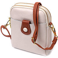 Стильная сумка трапеция для женщин из натуральной кожи Vintage 22270 Белая sh