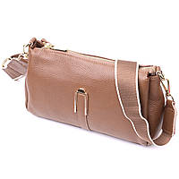 Женская стильная сумка через плече из натуральной кожи Vintage 22288 Бежевая sh