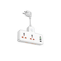 Мережевий подовжувач HOCO AC12A Reise 2-position expansion socket(PD30W/1C3A) White hmt