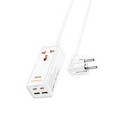 Мережевий подовжувач HOCO AC10A Barry PD65W GaN (2C2A with 1 socket) desktop charger White hmt