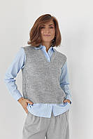 Женская рубашка с вязаным жилетом - серый цвет, L (есть размеры) sh