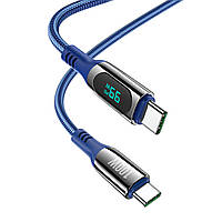 Кабель HOCO S51 Type-C to Type-C 100W, 1.2m, nylon, zinc+TPE connectors, Blue hmt