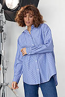 Подовжена жіноча сорочка в смужку синій колір, XL (є розміри) sh